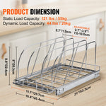 Glowkoo Pan and Pot Rack Expandable Pull Out – Under Cabinet Organizer with Adjustable Dividers