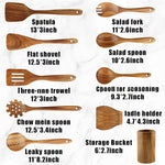 Glowkoo Acacia Wood Cooking Utensil Set – High Temperature Wooden Spatula & Spoon Tools