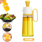 Glowkoo 2 in 1 Oil Dispenser With Silicone Brush – Glass Oil Spray Bottle for Cooking & BBQ (550ml)