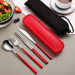 Glowkoo 304 Stainless Steel Portable Cutlery Set Gold Knife Fork Spoon