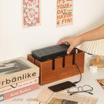 Glowkoo Solid Wood Cable Management Box Power Strip Storage Organizer