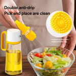 Glowkoo 2 in 1 Oil Dispenser With Silicone Brush – Glass Oil Spray Bottle for Cooking & BBQ (550ml)