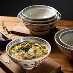 Glowkoo Porcelain Melamine Ramen Bowl – 8 Inch Retro Floral Commercial Soup Bowl